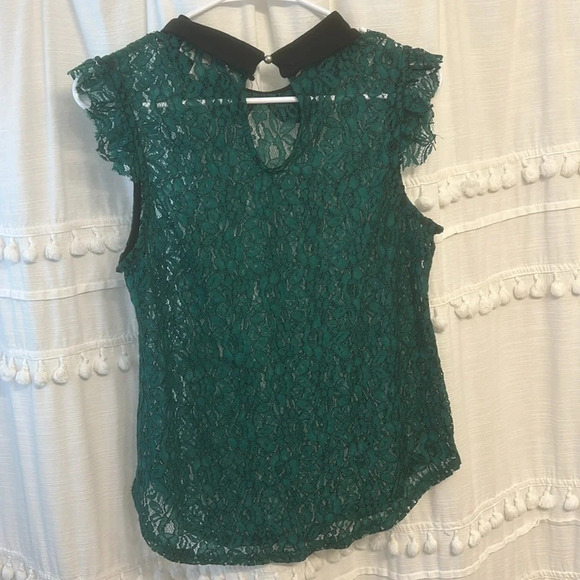 Meraki juniors top green lace and black Peter Pan collar size L - Picture 5 of 5